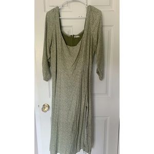 Abercrombie Green Floral Midi Dress 3/4 Sleeve